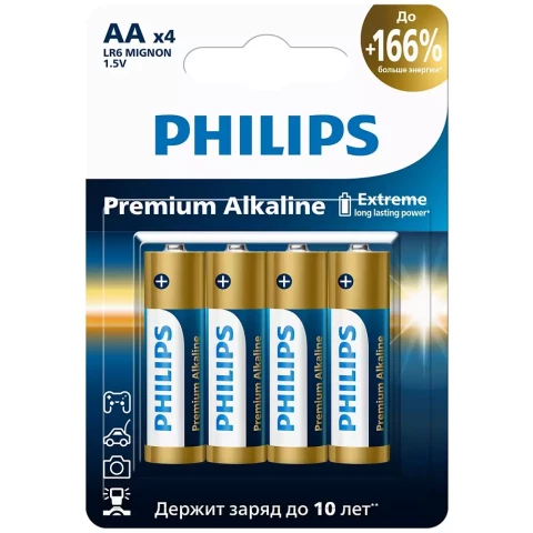 Батарейка Philips Premium Alkaline (AA, 4 шт)