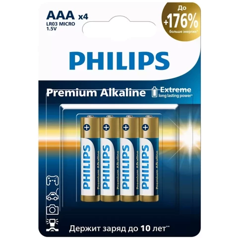 Батарейка Philips Premium Alkaline (AAA, 4 шт)