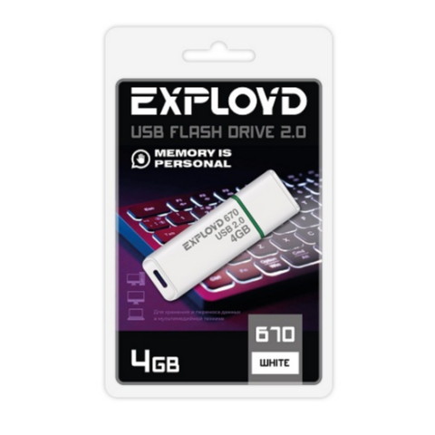 USB Flash накопитель 4Gb Exployd 670 White