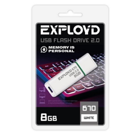USB Flash накопитель 8Gb Exployd 670 White