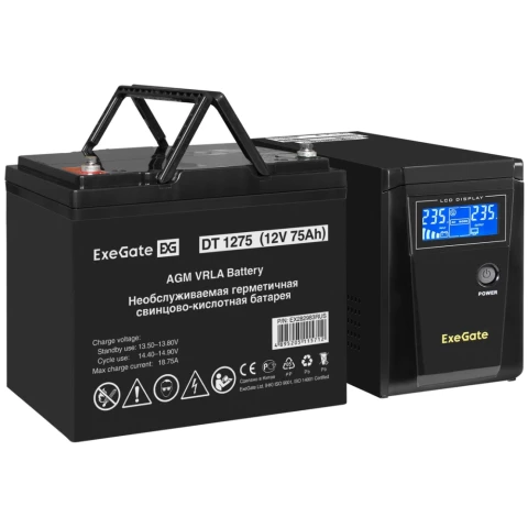 ИБП + батарея ExeGate SineTower SZ-600.LCD.AVR.1SH + DT 1275 (75Ач)