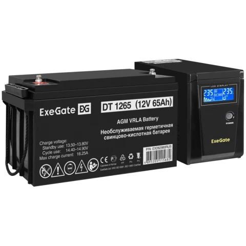 ИБП + батарея ExeGate SineTower SZ-600.LCD.AVR.1SH + DT 1265 (65Ач)