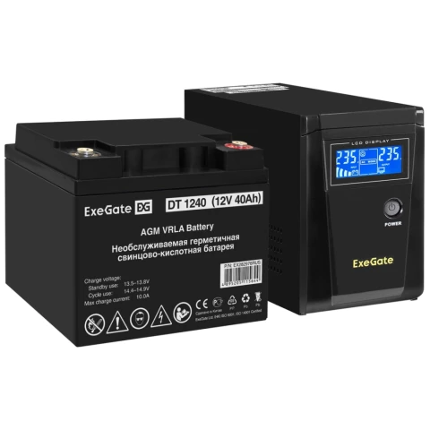 ИБП + батарея ExeGate SineTower SZ-600.LCD.AVR.1SH + DT 1240 (40Ач)