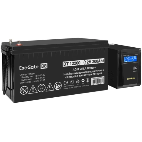 ИБП + батарея ExeGate SineTower SZ-600.LCD.AVR.1SH + DT 12200 (200Ач)