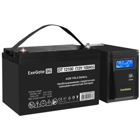 ИБП + батарея ExeGate SineTower SZ-600.LCD.AVR.1SH + DT 12100 (100Ач)