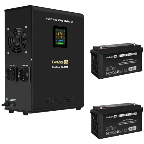 ИБП + батарея ExeGate FineSine SX-2500.LCD.AVR.2SH + 2x DT 12120 (120Ач)