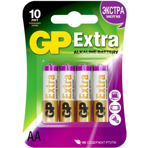 Батарейка GP 15AX Extra Alkaline (AA, 4 шт)