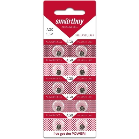 Батарейка SmartBuy AG0-10B (AG0, 10 шт)