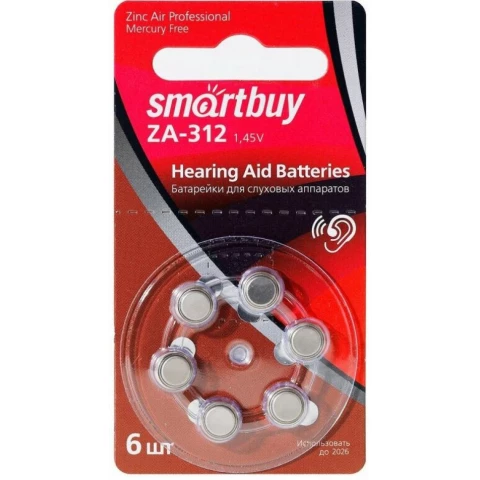 Батарейка SmartBuy A312-6B (ZA312, 6 шт)