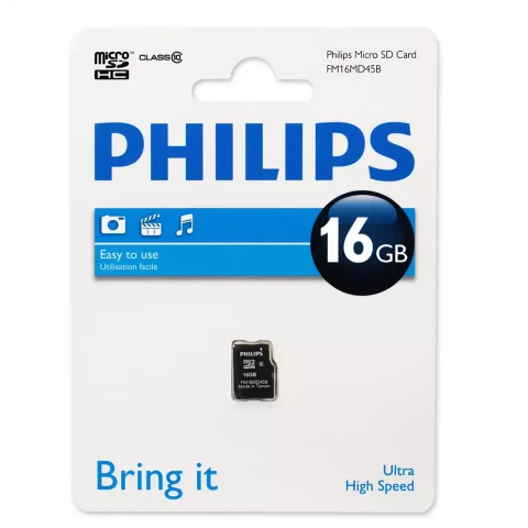 Карта памяти 16Gb MicroSD Philips (FM16MD45B/97)