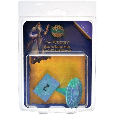 Набор кубиков Tabletop Tycoon PolyHero: Wizard d20 Wizard Hat and d2 Spellbook in Aether Mist