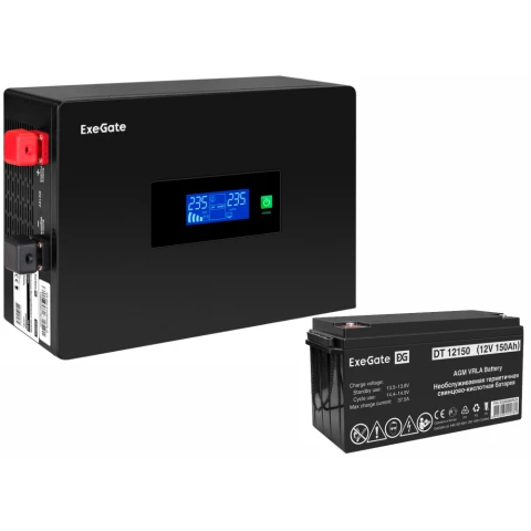 ИБП ExeGate IdealSine SR-600.LCD.2SH + DT 12150 (150Ач)