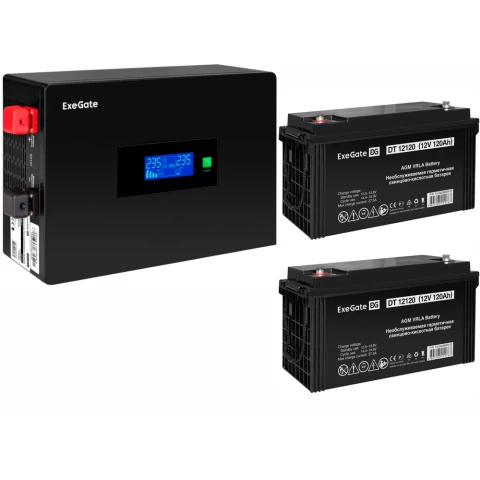 ИБП ExeGate IdealSine SR-1500.LCD.2SH + 2x DT 12120 (120Ач)