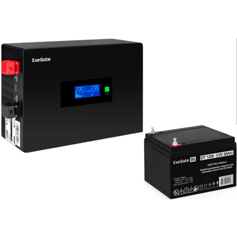 ИБП ExeGate IdealSine SR-1000.LCD.2SH + DT 1226 (26Ач)