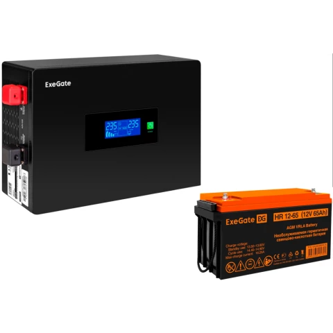 ИБП ExeGate IdealSine SR-1000.LCD.2SH + HR 12-65 (65Ач)