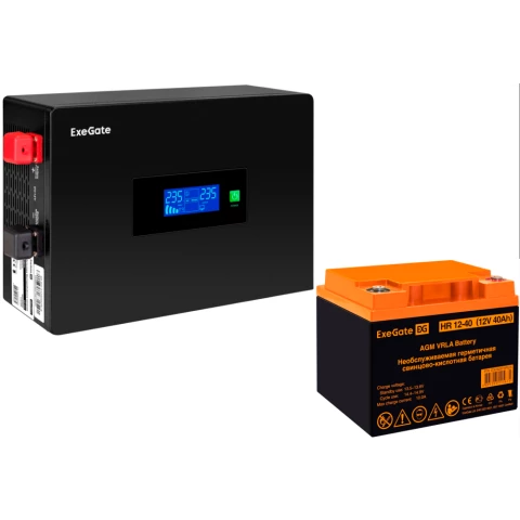 ИБП ExeGate IdealSine SR-1000.LCD.2SH + HR 12-40 (40Ач)