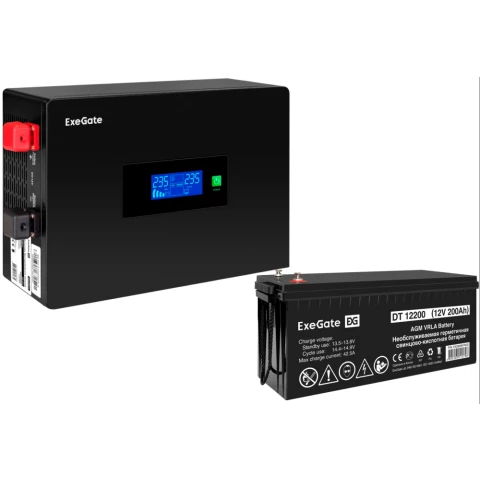 ИБП ExeGate IdealSine SR-1000.LCD.2SH + DT 12200 (200Ач)