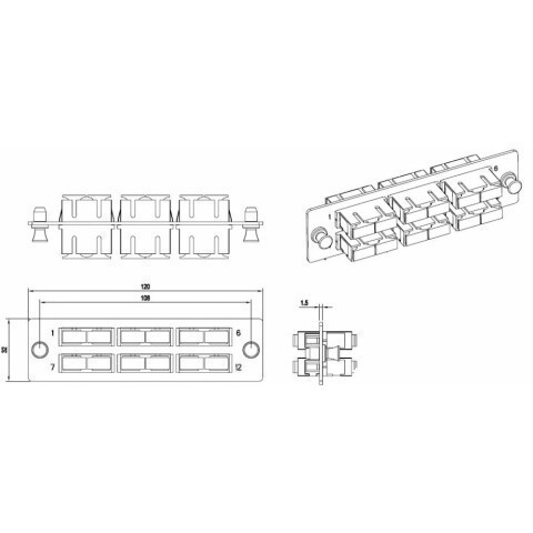 Оптическая панель Hyperline FO-FPM-W120H32-6DSC-AQ