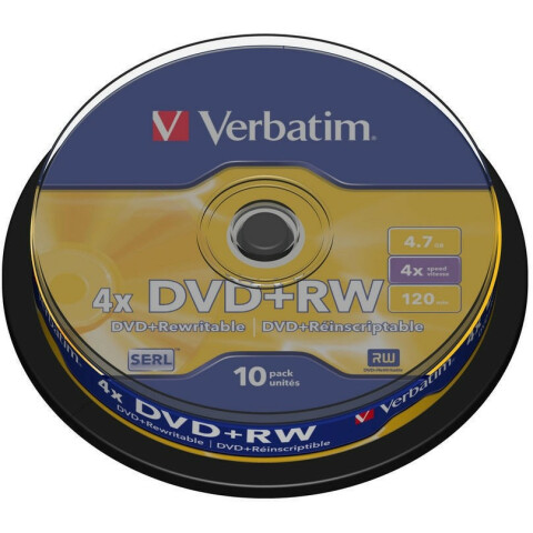 Диск DVD+RW Verbatim 4.7Gb 4x Cake Box (10шт) (43488)