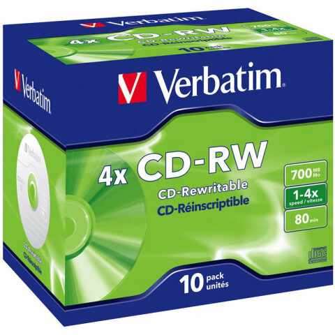 Диск CD-RW Verbatim 700Mb 2x-4x DataLife+ (10шт) (43123)