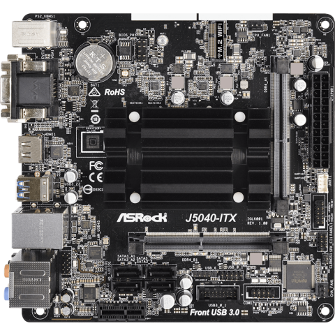 Материнская плата ASRock J5040-ITX + Pentium J5040 onboard