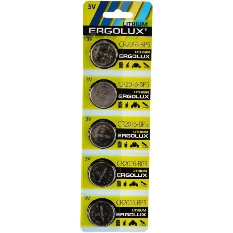 Батарейка Ergolux (CR2016, 5 шт)