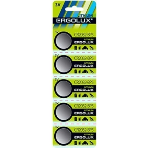 Батарейка Ergolux (CR2032, 5 шт)