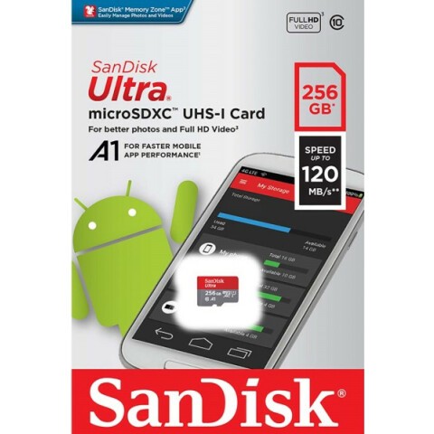 Карта памяти 256Gb MicroSD SanDisk Ultra (SDSQUA4-256G-GN6MN)