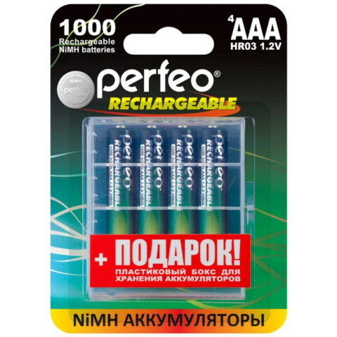 Аккумулятор Perfeo AAA1000mAh/4BL+BOX (4 шт)