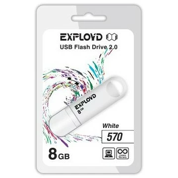 USB Flash накопитель 8Gb Exployd 570 White