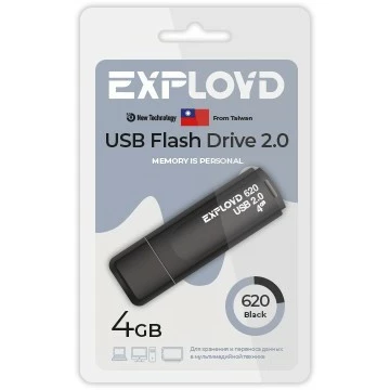 USB Flash накопитель 4Gb Exployd 620 Black