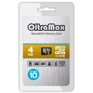 Карта памяти 4Gb MicroSD OltraMax (OM004GCSDHC10-W/A-AD)