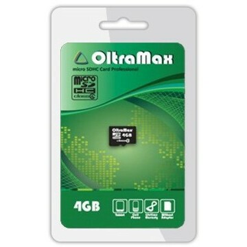 Карта памяти 4Gb MicroSD OltraMax (OM004GCSDHC4-W/A-AD)
