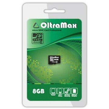 Карта памяти 8Gb MicroSD OltraMax (OM008GCSDHC4-W/A-AD)