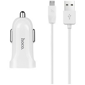 Автомобильное зарядное устройство HOCO Z2 White + MicroUSB Cable