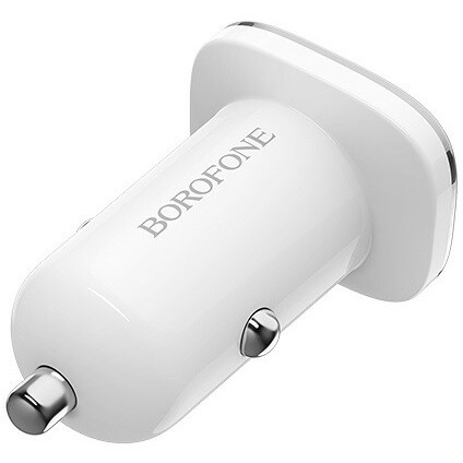 Автомобильное зарядное устройство Borofone BZ12A Lasting White + MicroUSB Cable
