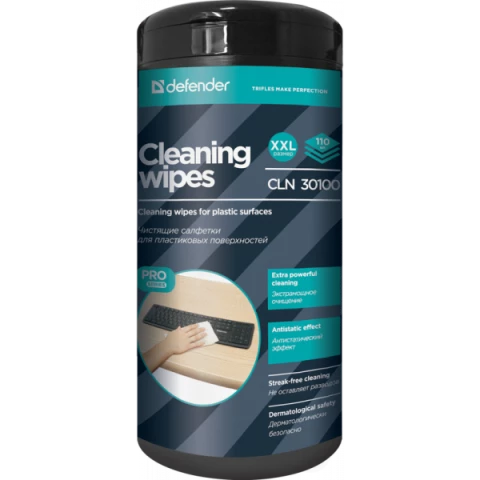 Салфетки Defender CLN 30100 влажные для офисной техники, туба, 100шт