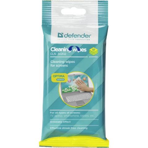 Салфетки Defender CLN 30202 для чистки мониторов, 20шт