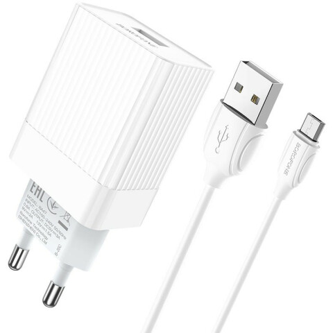 Сетевое зарядное устройство Borofone BA47A Mighty speed + MicroUSB Cable