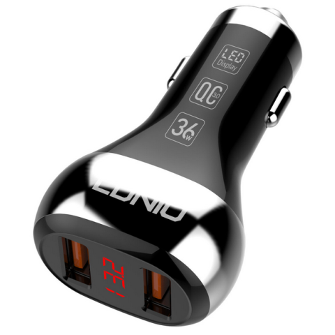 Автомобильное зарядное устройство LDNIO C2 Black/Silver кабель microUSB