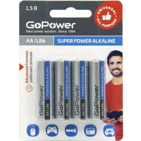 Батарейка GoPower (AA, 4 шт) (00-00015601)