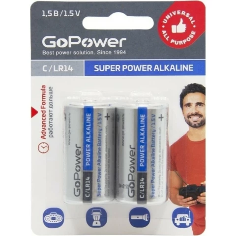 Батарейка GoPower (LR14, 2 шт)
