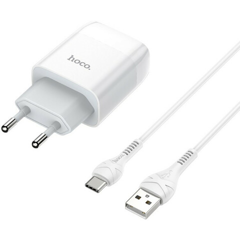 Сетевое зарядное устройство HOCO C73A Glorious White + Type-C Cable