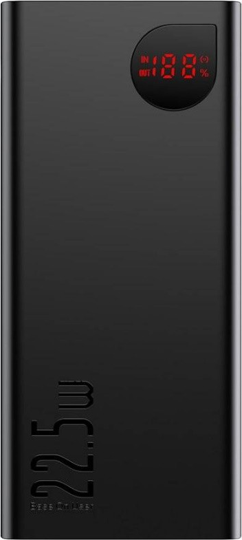 Внешний аккумулятор Baseus Adaman Metal Digital Display Quick Charge Power Bank 22.5W 20000 мА⋅ч, чёрный