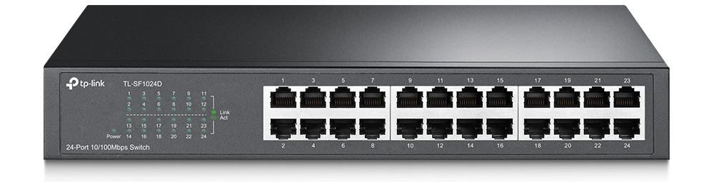 Коммутатор TP-Link TL-SF1024D 24 портов 100 Мбит/с, черный 