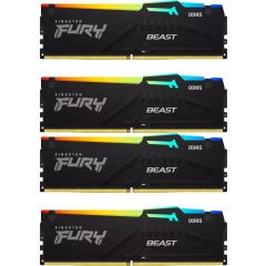 Оперативная память 128Gb DDR5 5200MHz Kingston Fury Beast Black RGB (KF552C40BBAK4-128) (4x32Gb KIT)