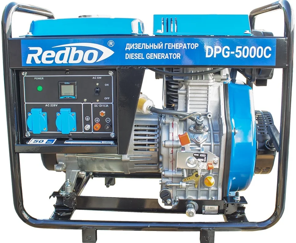 Генератор дизельный "Redbo" DPG-5000 (5.0-5.5кВт, электростарт, колеса)
