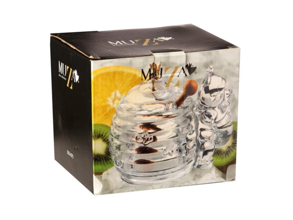 БАНКА ДЛЯ МЕДА С ПАЛОЧКОЙ "МИШКА" 270 МЛ. 17*12.5 СМ. ВЫСОТА=11 СМ. КОЛЛЕКЦИЯ "MUZA" (КОР=8ШТ.)