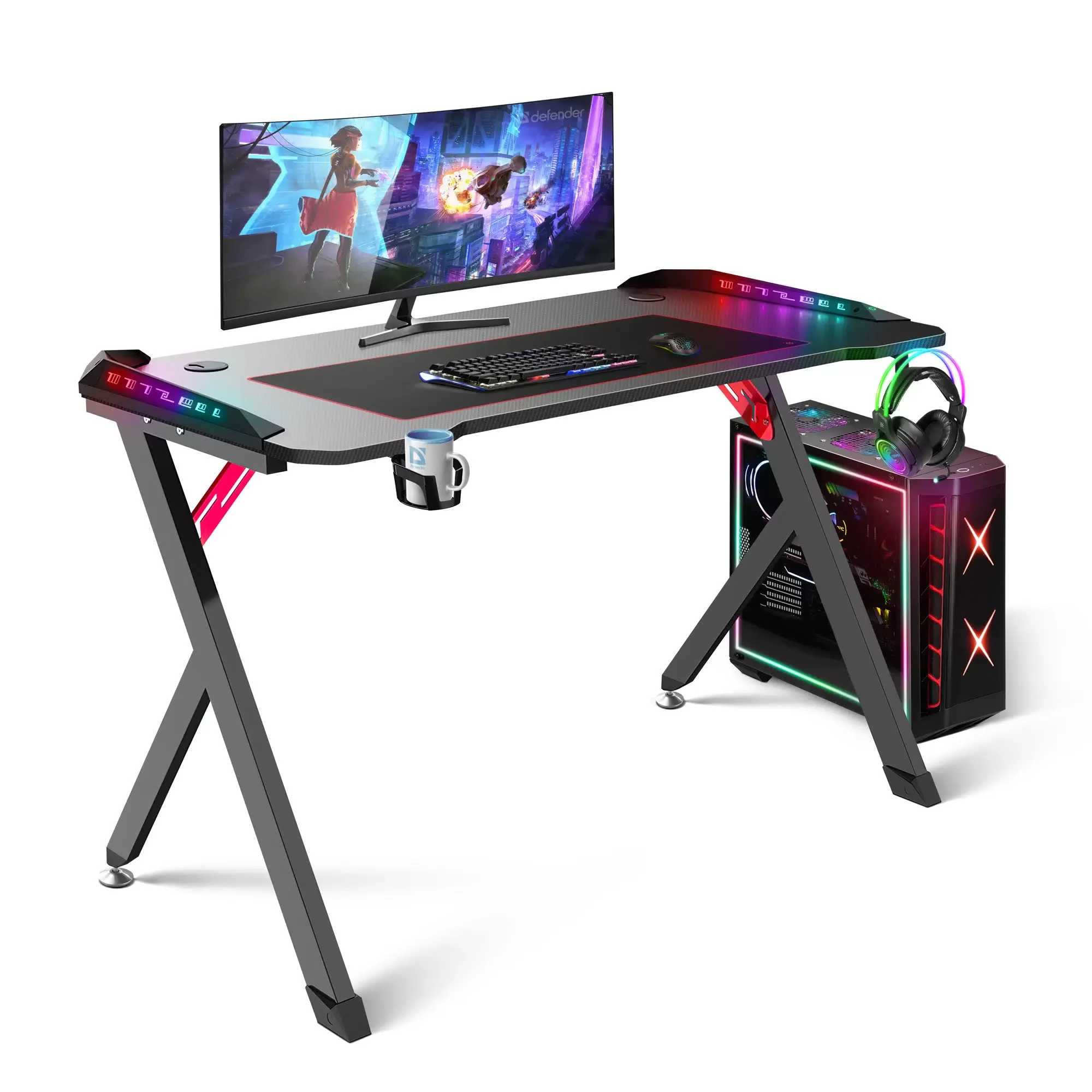 Defender Игровой стол Spirit RGB,подвес круж+гарн.,черн,120
