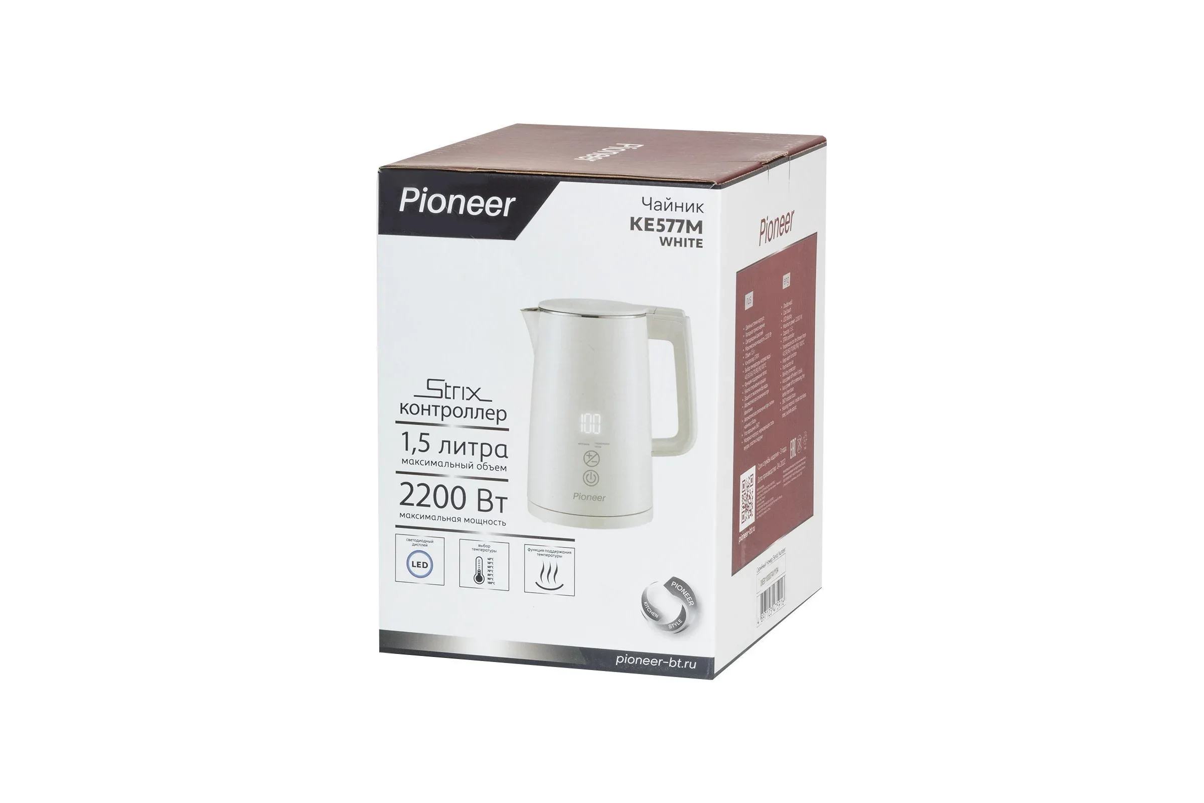Эл,чайник Pioneer KE577M white 2000Вт, 1,5л, пластик
